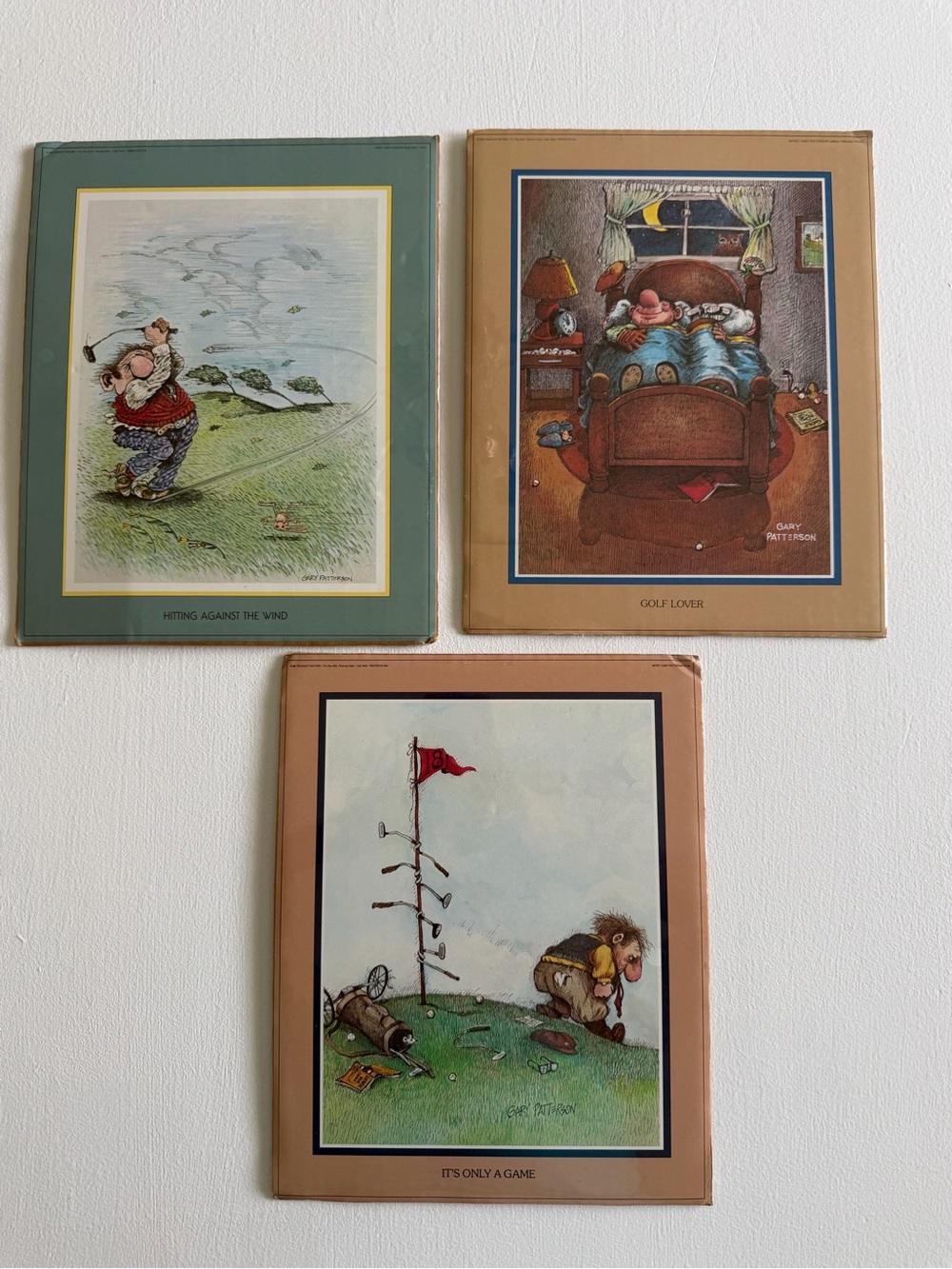 Set of 3 Vintage Cartoon Golf Prints Garry Patterson NOS 80’s